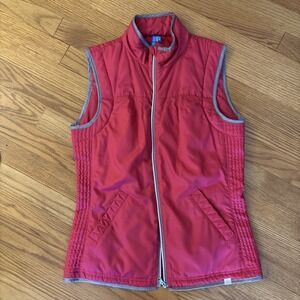 GG Blue Womens Raspberry Pink Quilted Puffer Vest Mock Neck Full Zip Small